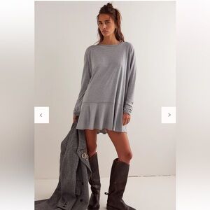 NWT- We The Free Paris Tunic, Out Of Stock Gray Flowy Long Sleeve Dress Size M